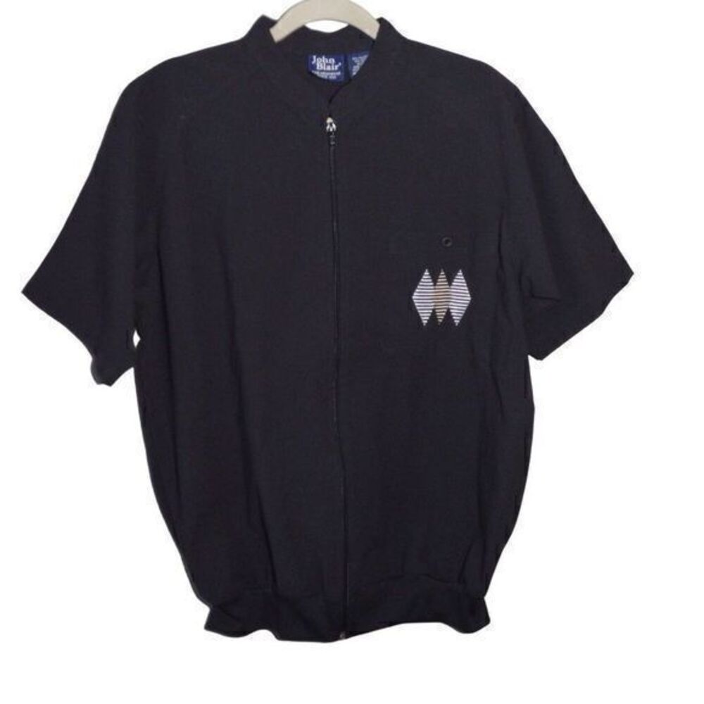 Vintage John Blair 80’s/90’s Black Zipper‎ Shirt Sz M - Picture 2 of 8
